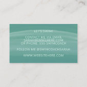 Aquamarine Wasserfarben Waves Moderner Swim Coach Visitenkarte (Rückseite)