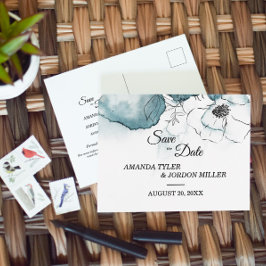 Aquamarine Wasserfarbensenkung Hochzeit Sichern Si Ankündigungspostkarte