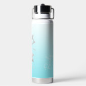 Aquamarine Wasserflasche mit Name und Blume Trinkflasche (Hinten)