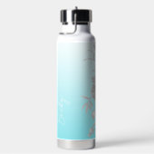 Aquamarine Wasserflasche mit Name und Blume Trinkflasche (rechts)