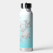 Aquamarine Wasserflasche mit Name und Blume Trinkflasche (Links)