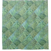 Aquamarine Water Diamond Patchwork Boho Chic Duschvorhang (Vorderseite)