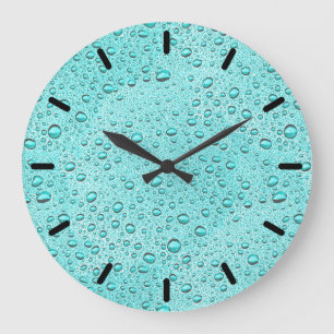 Aquamarine water droplets große wanduhr