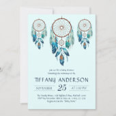 Aquamarine Watercolor Dreamcatcher Babydusche Einladung (Vorderseite)