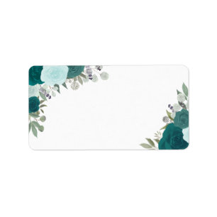 Aquamarine Watercolor-Rose Blank-DIY-Hochzeitadres Adressaufkleber