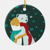 Aquamarine Weasel-Umarmungen Keramik Ornament (Vorne)