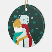 Aquamarine Weasel-Umarmungen Keramik Ornament (Links)