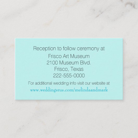 Aquamarine Wedding Card Begleitkarte (Vorderseite)