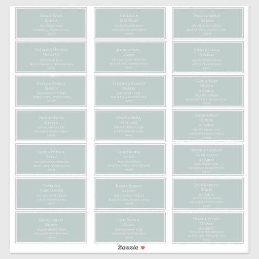Aquamarine Wedding Guest Address Labels (Blatt)