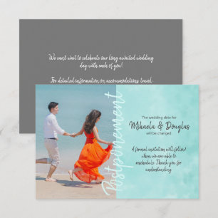 Aquamarine Wedding Postponement Card Hinweiskarte