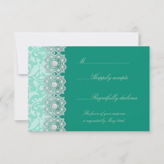 Aquamarine Wedding RSVP Karte (Vorderseite)