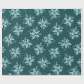 Aquamarine Weihnachts-Poinsettia Blume Geschenkpapier (Flach)