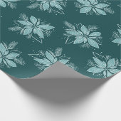 Aquamarine Weihnachts-Poinsettia Blume Geschenkpapier (Ecke)