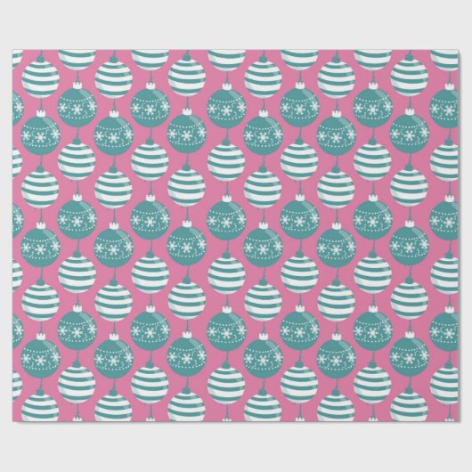 Aquamarine Weihnachtsbaumchen mit rosa Hintergrund Geschenkpapier (Flach)