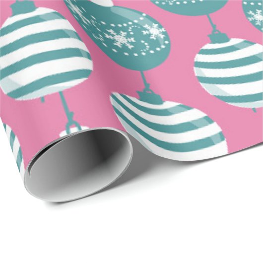 Aquamarine Weihnachtsbaumchen mit rosa Hintergrund Geschenkpapier (Rolleneckpunkt)