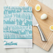 Aquamarine Weihnachtsbäume Geschirrtuch (Viertel Falte)