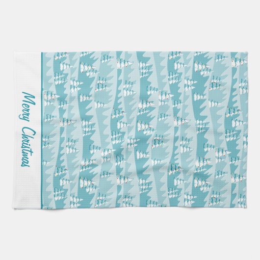 Aquamarine Weihnachtsbäume Geschirrtuch (Horizontal)