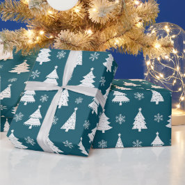Aquamarine Weihnachtsbaumen Geschenkpapier