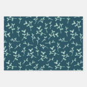 Aquamarine Weihnachtsbilder Snowflakes Twigs Muste Geschenkpapier Set (Vorderseite 3)