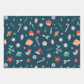 Aquamarine Weihnachtsbilder Snowflakes Twigs Muste Geschenkpapier Set (Vorderseite)