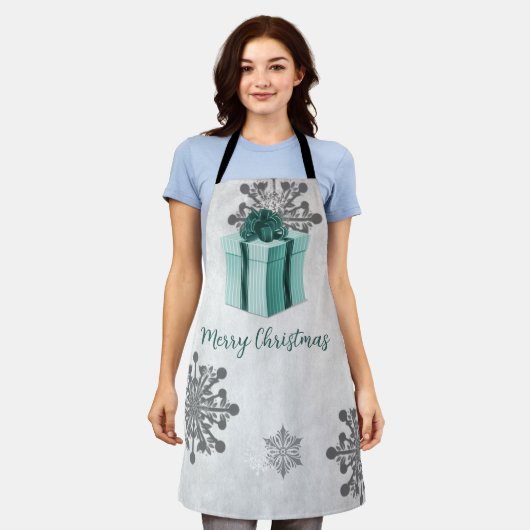 Aquamarine Weihnachtsgeschenke Schürze (Getragen)