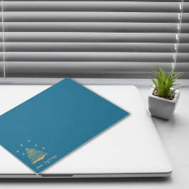 Aquamarine Weihnachtsgolden Tree Peace Joy Hope Co Notizblock