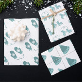 Aquamarine Weihnachtsmilben, Eiswürfel und -hasen Geschenkpapier Set