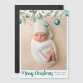 Aquamarine Weihnachtsschmuck Chic Foto Magnet Card (Vorne/Hinten)