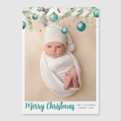 Aquamarine Weihnachtsschmuck Chic Foto Magnet Card (Vorderseite)