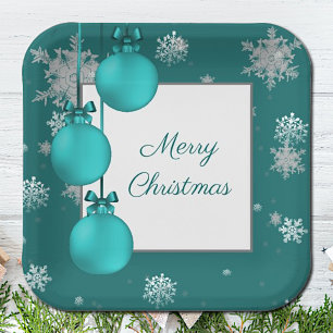 Aquamarine Weihnachtsschmuck Pappteller