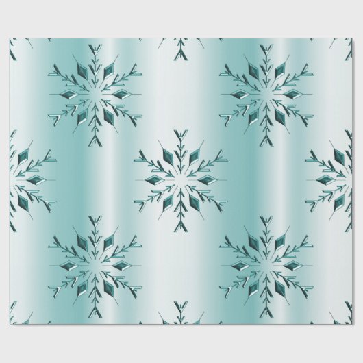 Aquamarine Weihnachtsschneeflocken Geschenkpapier (Flach)