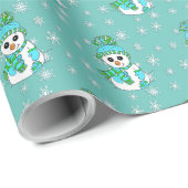 Aquamarine Weihnachtsschneemänner und Schneeflocke Geschenkpapier (Rolleneckpunkt)