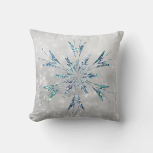 Aquamarine Weihnachtsschnepfe Sparkle Silver Kissen