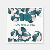 aquamarine weiße Basketball Jungs Party Serviette (Vorderseite)