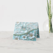 Aquamarine weiße Blume Dankeschön Karte (Vorderseite)