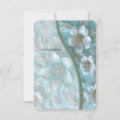 Aquamarine weiße Blume Dankeschön Karte (Rückseite)