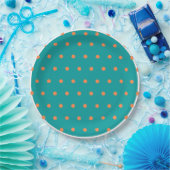 Aquamarine weiße Burnt Orange Polka Dots Pappteller (Party)