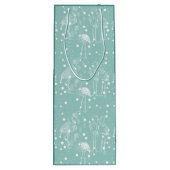 Aquamarine weiße Flamingos im skandinavischen Stil Geschenktüte Für Weinflaschen (Rückseite)