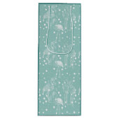 Aquamarine weiße Flamingos im skandinavischen Stil Geschenktüte Für Weinflaschen (Vorderseite)