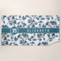 Aquamarine weiße Fußbälle zeichnen Kindernamen