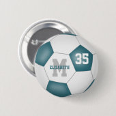 Aquamarine weiße Fußballmannschaft Farben personal Button (Vorne & Hinten)