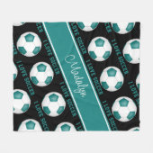 aquamarine weiße Liebe Fußball-Textstruktur Fleecedecke (Vorderseite (Horizontal))