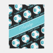 aquamarine weiße Liebe Fußball-Textstruktur Fleecedecke (Vorderseite)