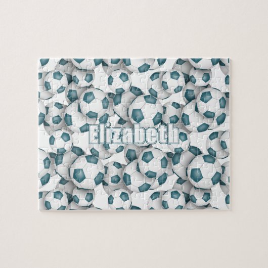 aquamarine weiße Mannschaft färbt Jungs Fußball Puzzle (Horizontal)