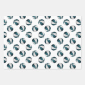 aquamarine, weiße Mannschaftsfarben Basketball Glü Geschenkpapier Set (Vorderseite 3)