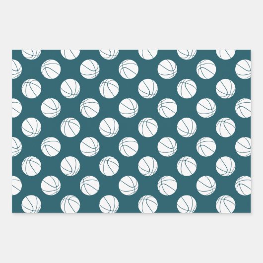 aquamarine, weiße Mannschaftsfarben Basketball Glü Geschenkpapier Set (Vorderseite 2)