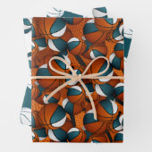 aquamarine, weiße Mannschaftsfarben Basketball Glü Geschenkpapier Set (Beispiel)