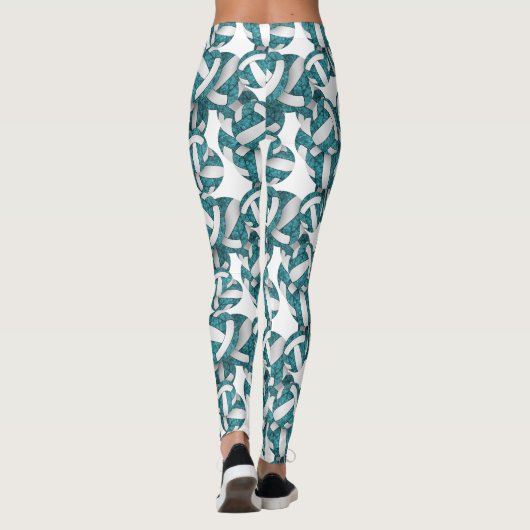 Aquamarine, weiße Mannschaftsfarben, gürtelfarbene Leggings (Rückseite)