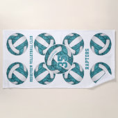 aquamarine, weiße Mannschaftsfarben heißen gürtlic Strandtuch (Vorderseite)