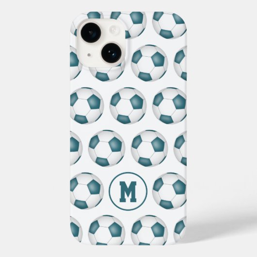 aquamarine weiße Mannschaftssportfarben Fußball Case-Mate iPhone Hülle (Rückseite)